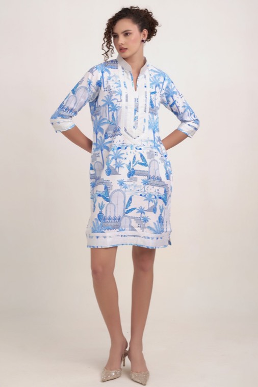 Mediterranean Dream Satin Silk Dress