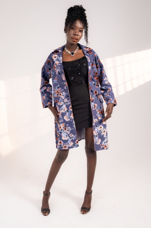 Midnight Bloom Velvet Duster Jacket