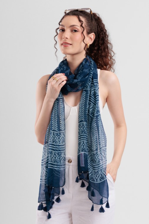 Indigo Botanical Kota Scarf